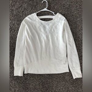 Daytrip Ivory Textured Crewneck Sweatshirt with Back Strap